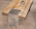 Table basse industrielle en manguier massif, métal et ciment  - Image 6