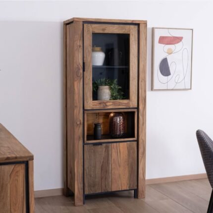 Buffet Design en palissandre et Acacia avec Niche Éclairée LED