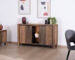 Buffet moderne en palissandre et acacia avec éclairage LED