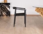 Lot de 4 chaises en teck noir et cordage tressé  - Image 3