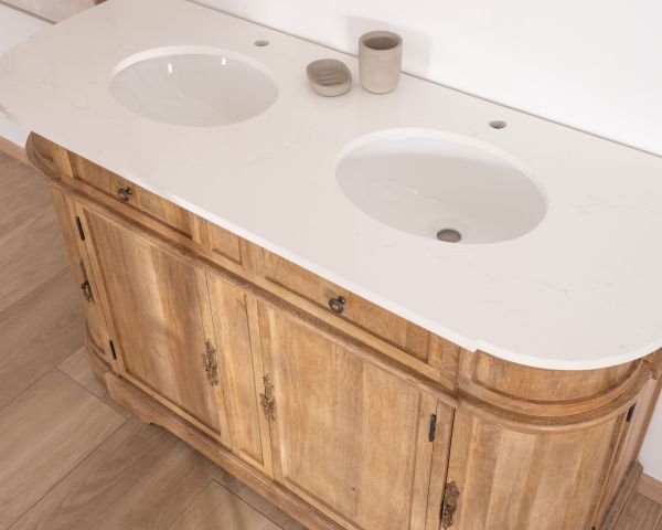 Meuble double vasque en manguier Meuble double vasque en manguier