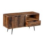 Meuble TV 115cm en Bois Massif Recycle & Metal Noir - Image 5