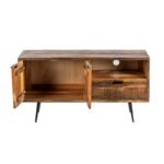 Meuble TV 115cm en Bois Massif Recycle & Metal Noir - Image 4