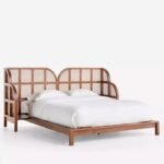 Priti FURNITURE solid wood and rattan bed - Image 6