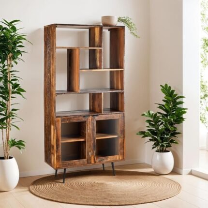 Vitrine en bois recyclé vintage