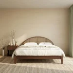 Dark Wood & Rattan Arch bed