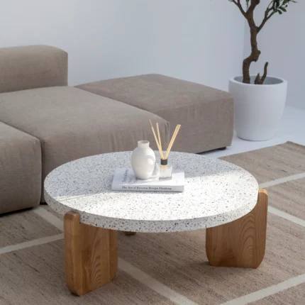 Terrazzo & Wood Round Coffee Table