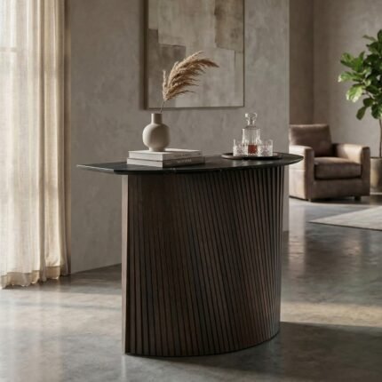 Fluted Wooden Console Table