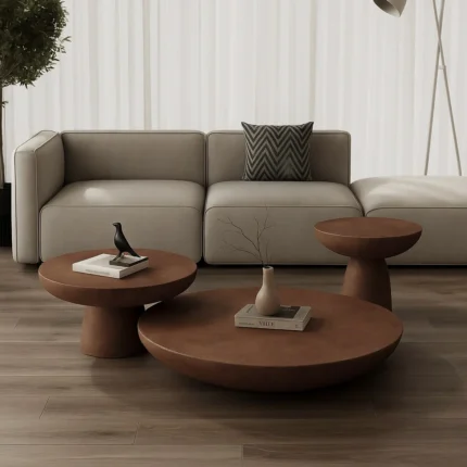 Sculptural Round Coffee Table Set