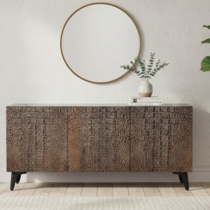 Buffet à 3 portes avec finition cuir d’alligator