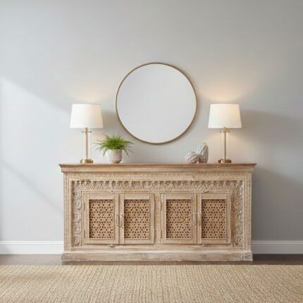 Buffet 4 portes en bois massif de