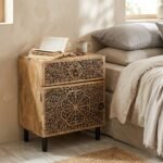 Table de chevet en bois de manguier