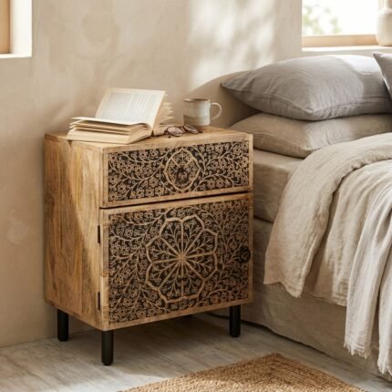 Table de chevet en bois de manguier