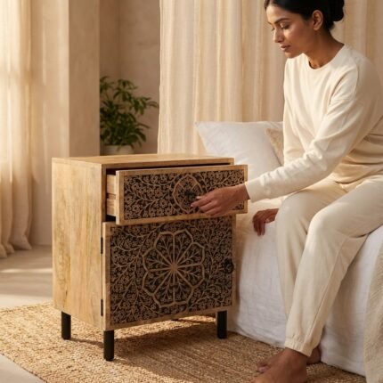 Table de chevet en bois de manguier