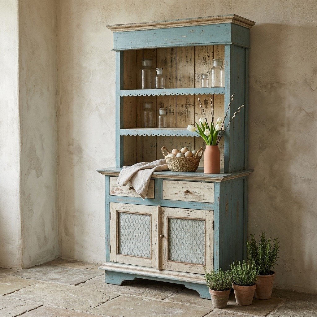 Vintage Blue & Cream Painted Vintage Blue & Cream Painted