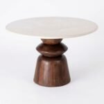 Table à manger design ronde bois et marbre - Image 4