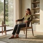Lot de 4 fauteuils en bois couleur noyer