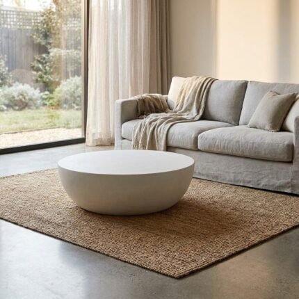 Table basse ovale blanc-23