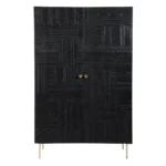 armoire noire gravée en bois - Image 6