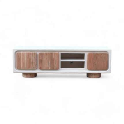 Meuble TV imitation béton et bois