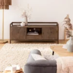 meuble TV marron foncé qui