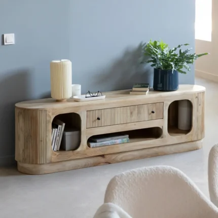 meuble TV en bois de blanchi