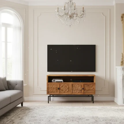 solid mango wood TV stand-Priti