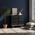 commode 3 tiroirs en manguier massif noir - Image 6