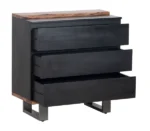 commode 3 tiroirs en manguier massif noir - Image 3