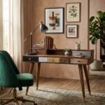 bureau 5 tiroirs en bois massif