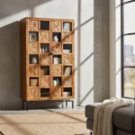 solid mango wood bookshelf, Handicraft Bookshelf