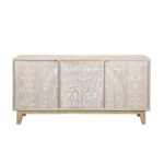 hand-carved wooden cabinet with Warli art - Image 2