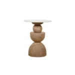 wooden pedestal marble top table - Image 2