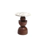 wooden pedestal marble top table
