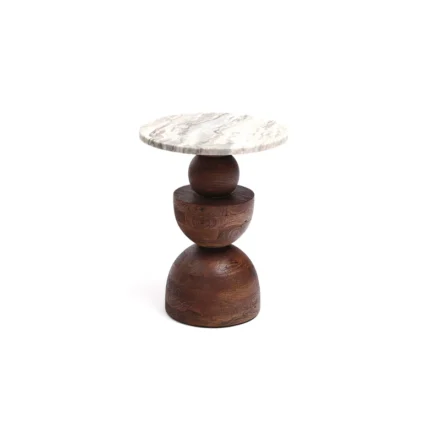 wooden pedestal marble top table