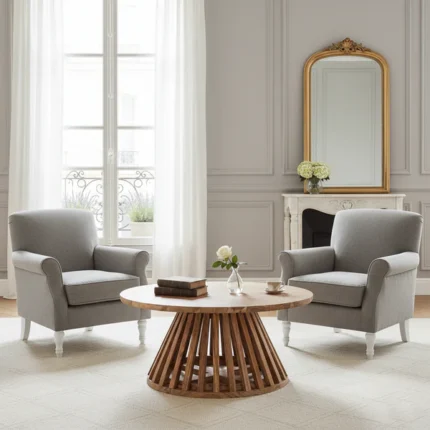 Table basse ronde Priti en bois