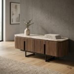 meuble TV avec plateau en marbre