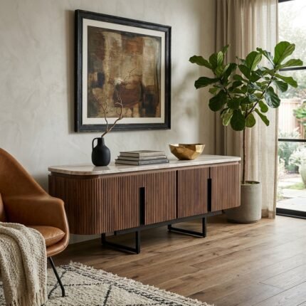 meuble TV avec plateau en marbre