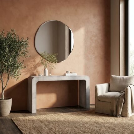 Off White Terrazzo Microconcrete Console Table