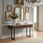 marble-top console table in solid wood