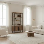 two-door shelf with marble top