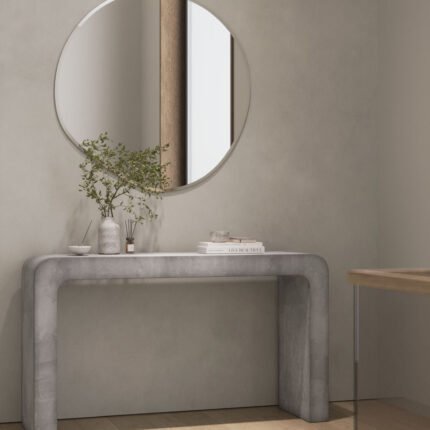 Off White Terrazzo Microconcrete Console Table