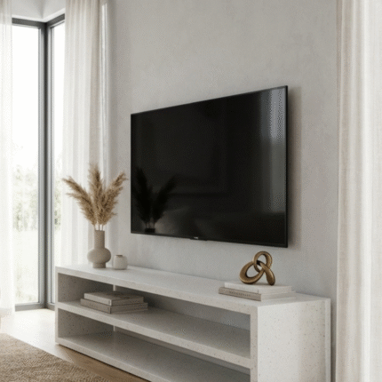 Off-White Speckled Microconcrete TV Unit