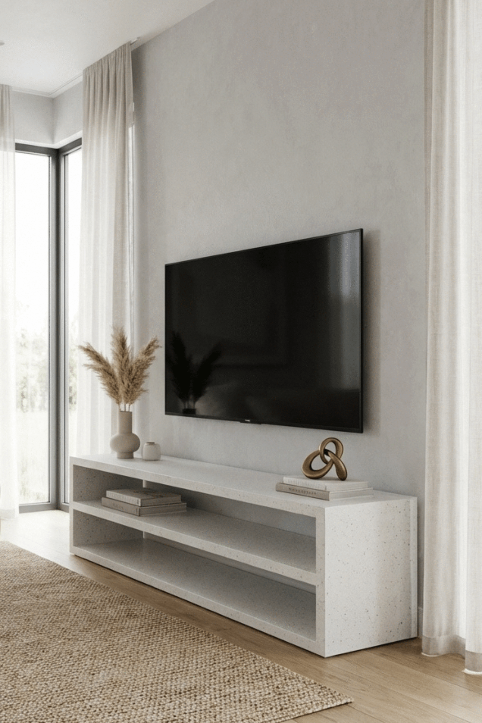 Off-White Speckled Microconcrete TV Unit Off-White Speckled Microconcrete TV Unit