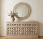 buffet sculpté en bois de manguier