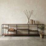 étagère basse industrielle en manguier