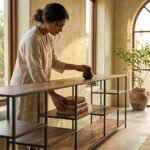 étagère basse industrielle en manguier - Image 2