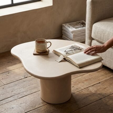 Light Beige Microconcrete Dining Table