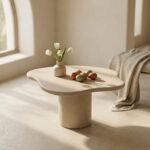 Light Beige Microconcrete Dining Table