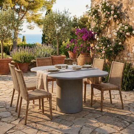 Ash Grey Microconcrete Dining Table